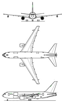 Plan 3 vues du Boeing KC-767 / KC-46 Pegasus