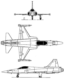 Plan 3 vues du Northrop YF-20 Tigershark