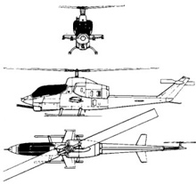 Plan 3 vues du Bell AH-1J Sea Cobra / AH-1W Super Cobra / AH-1Z Viper