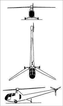 Plan 3 vues du Sikorsky R-6 / HOS Hoverfly II