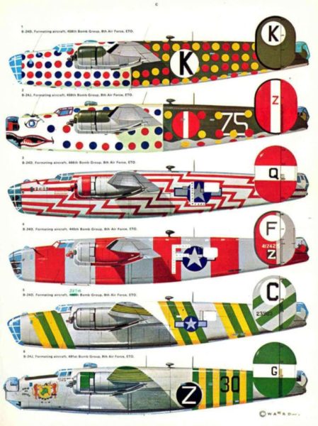 Exemples de colorisation spécifique de B-24 