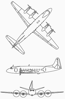 Plan 3 vues du Vickers VC2 Viscount