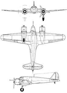 Plan 3 vues du Piaggio P.111