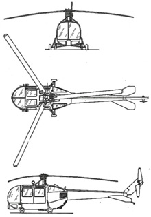 Plan 3 vues du Sikorsky HO5S