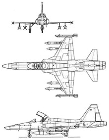 Plan 3 vues du Northrop RF-5 Tigereye