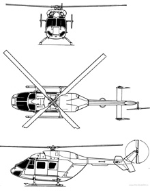 Plan 3 vues du M.B.B. / Kawasaki BK 117