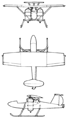 Plan 3 vues du Bell Model 65 ATV
