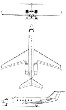 Plan 3 vues du Gulfstream Aerospace VC-11 / C-20 / C-37