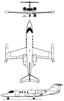 Plan 3 vues du Bombardier Learjet 35 (C-21)