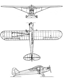 Plan 3 vues du Piper AE-1 / HE-1