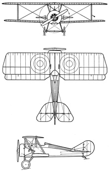 Plan 3 vues du Thomas-Morse S-4 Tommy