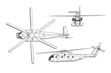 Plan 3 vues du Sikorsky CH-53 Sea Stallion