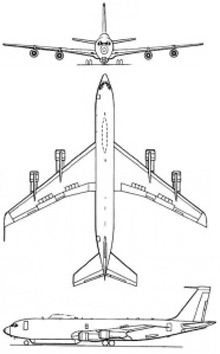 Plan 3 vues du Boeing E-6 Mercury