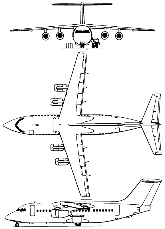 Plan 3 vues du BAe 146