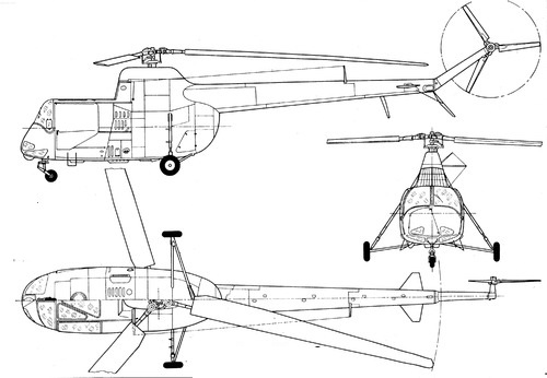 Plan 3 vues du P.Z.L. SM-2