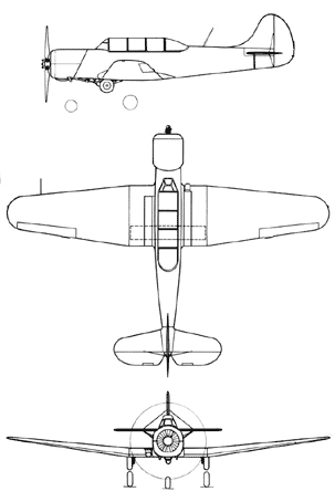 Plan 3 vues du Yakovlev Yak-18 'Max'