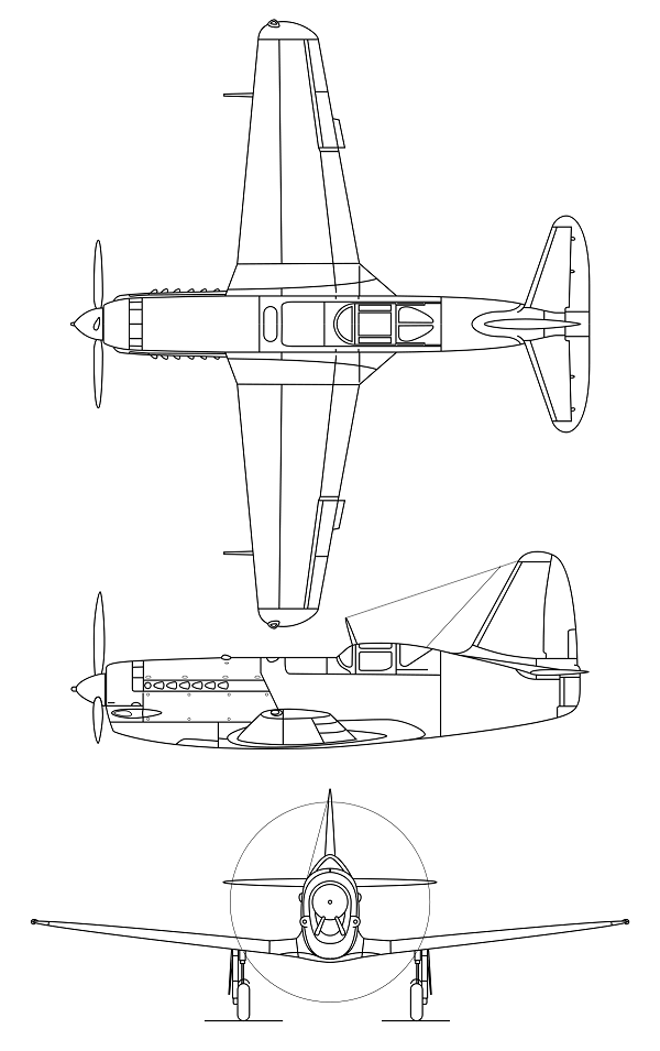 Plan 3 vues du Mikoyan-Gurevich MiG-13