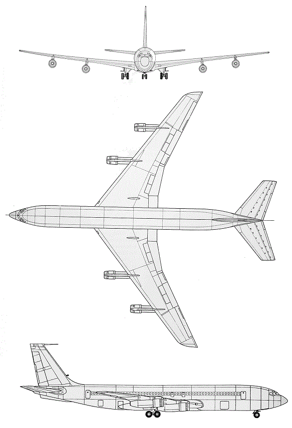 Plan 3 vues du Boeing C-137 Stratoliner