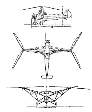 Plan 3 vues du Focke-Wulf Fw 61