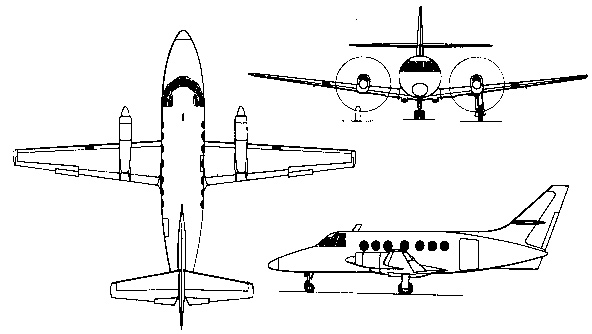 Plan 3 vues du BAe Jetstream