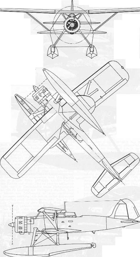 Plan 3 vues du Heinkel He 114