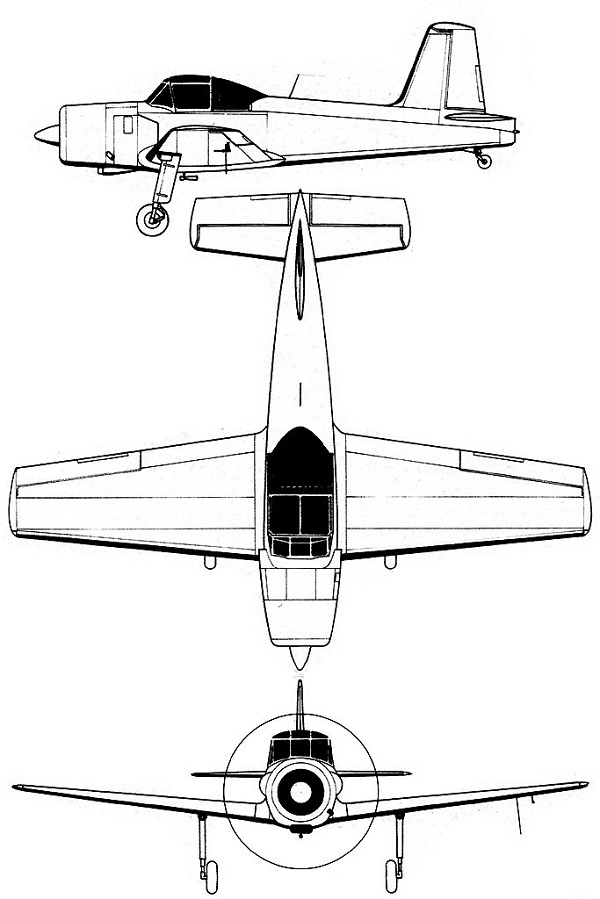 Plan 3 vues du Percival P-56 Provost