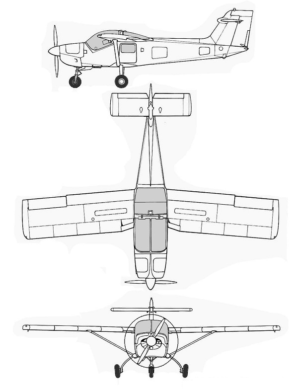 Plan 3 vues du Saab MFI-15 Safari / MFI-17 Supporter