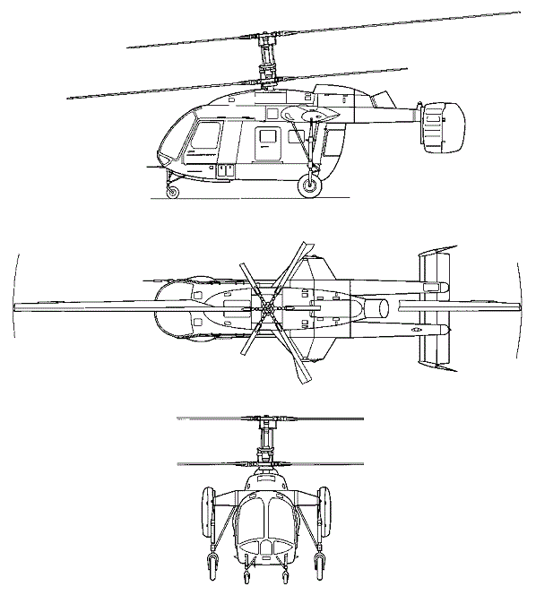 Plan 3 vues du Kamov Ka-26 'Hoodlum'