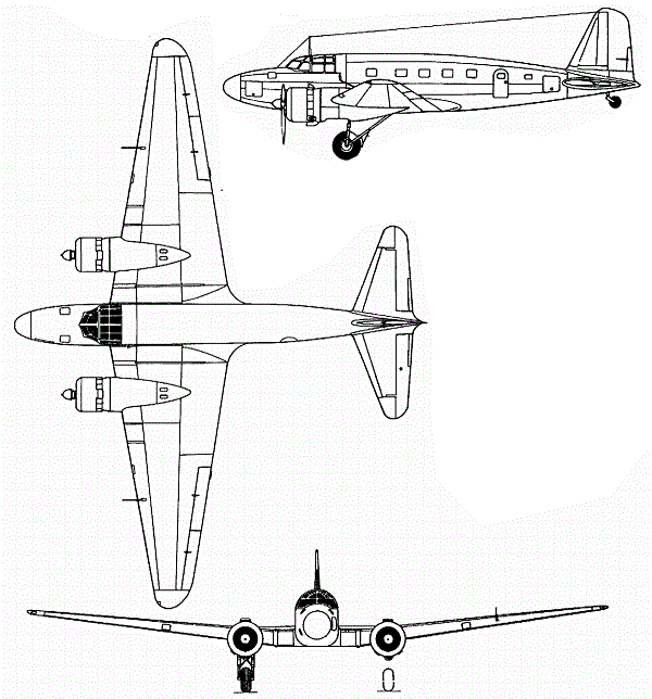Plan 3 vues du Mitsubishi Ki-57 'Topsy'