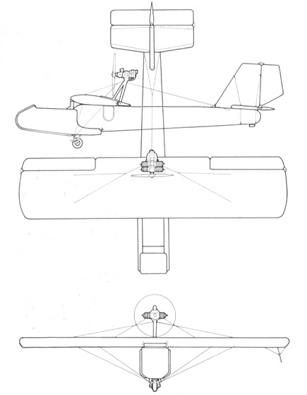 Plan 3 vues du Goodyear XAO-3 Inflatoplane