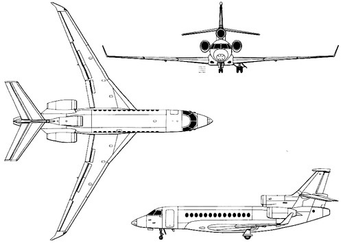 Plan 3 vues du Dassault Aviation Falcon 7X