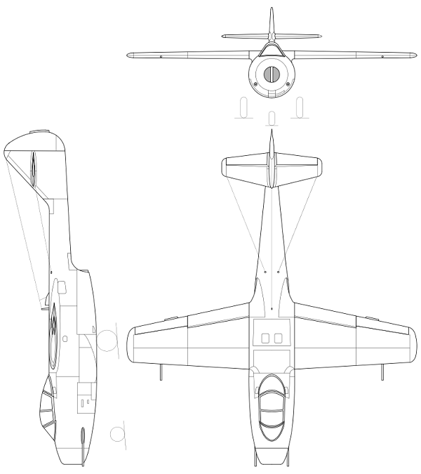 Plan 3 vues du Lavotchkin La-150