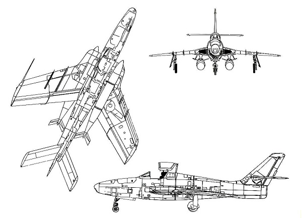 Plan 3 vues du Republic RF-84 Thunderflash