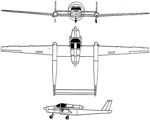 Plan 3 vues du Schweizer RU-38 Twin Condor