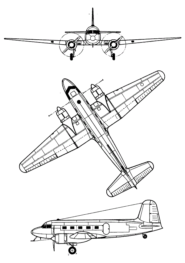 Plan 3 vues du Yakovlev Yak-16 ‘Cork’