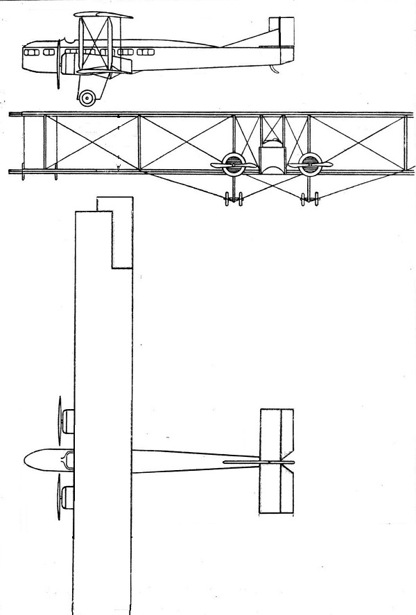 Plan 3 vues du Farman F.60 Goliath