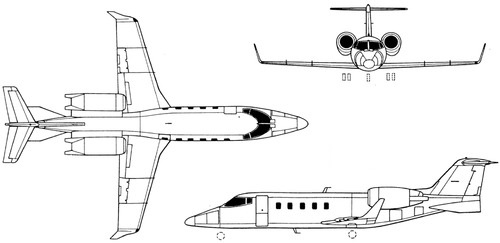 Plan 3 vues du Bombardier Learjet 60