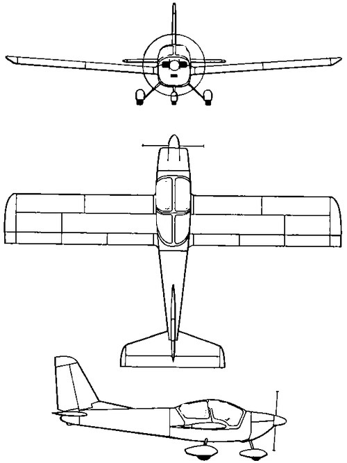 Plan 3 vues du Dätwyler MD3 Swiss Trainer