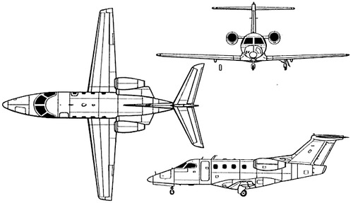 Plan 3 vues du Embraer EMB 500 Phenom 100