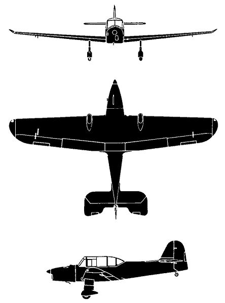 Plan 3 vues du Percival P-40 Prentice