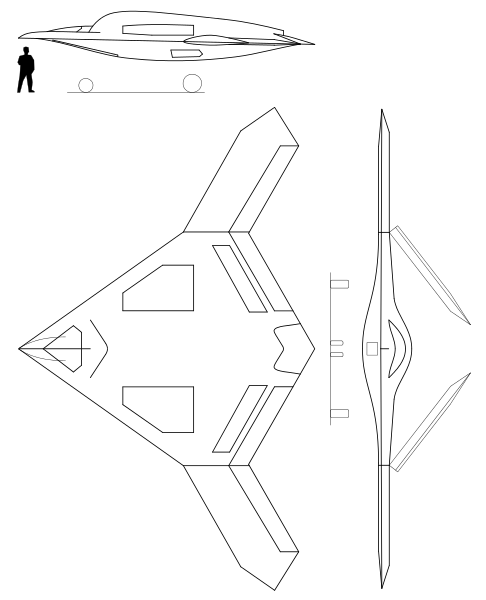 Plan 3 vues du Northrop Grumman X-47B