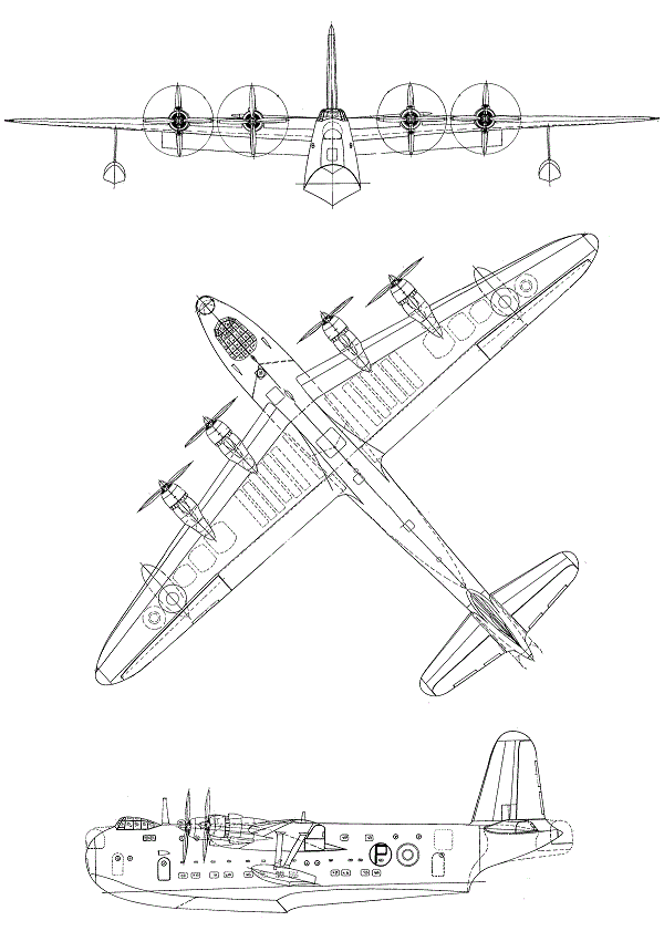 Plan 3 vues du Short S.35 Shetland