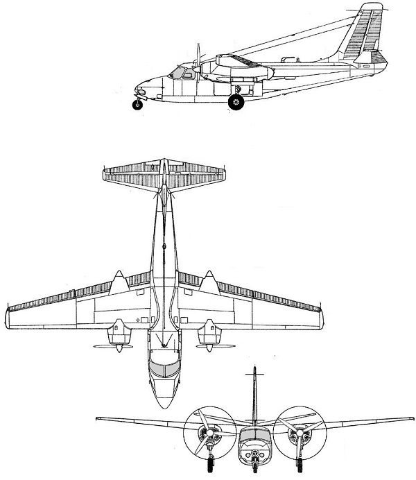 Plan 3 vues du Aero Commander L-26/RL-26