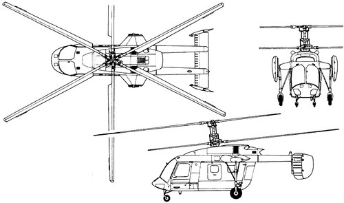 Plan 3 vues du Kamov Ka-226 ‘Hoodlum-C’