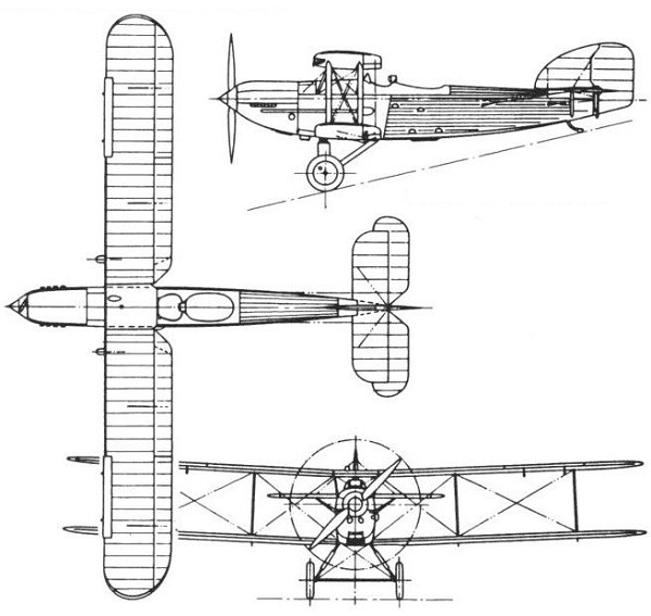 Plan 3 vues du Fairey Type IIIF