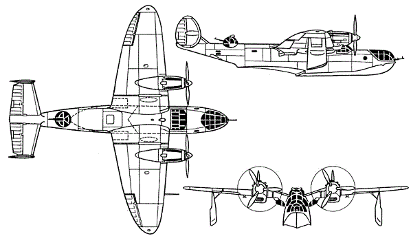 Plan 3 vues du Chyetverikov MDR-6