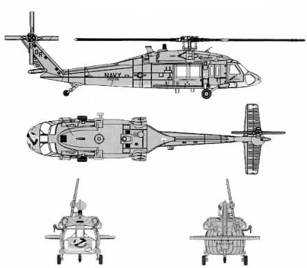 Plan 3 vues du Sikorsky MH-60 Knighthawk
