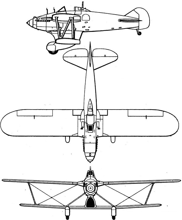 Plan 3 vues du Blackburn F.3