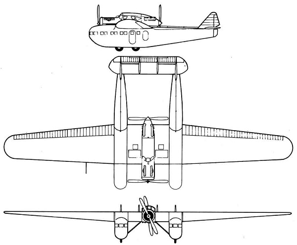 Plan 3 vues du Blériot 125