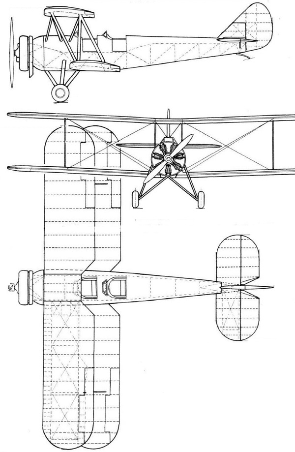 Plan 3 vues du Avro Cadet